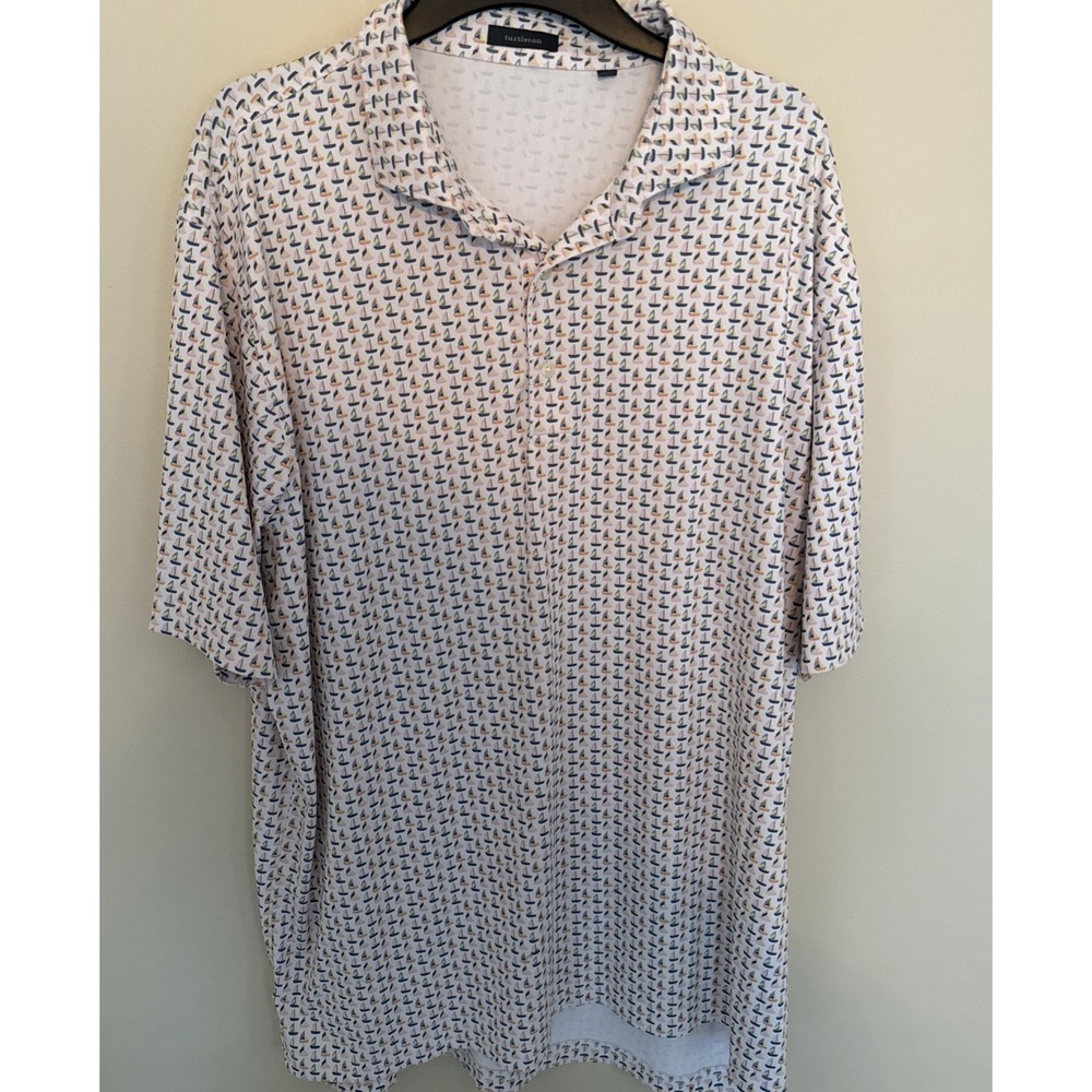 Turtleson Performance Polo 2XL Mens Sailboat Print Short Sleeve